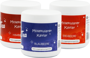 Bubble Tea Set - Molekularer Kaviar: Himbeere, Blaubeere, Erdbeere, Tassen und Strohhalme