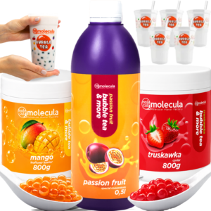 Bubble Tea Set - Erdbeere und Mango, Maracujasirup, Tassen und Strohhalme