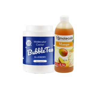 Family Pack: Bubble Tea Set - Molekularer Blaubeerenkaviar, Mangosirup, Tassen und Strohhalme