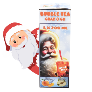 Grab&Go Weihnachtsset - Fruchtperlen Apfel Geschmack, Pfirsich Sirup, 3x Strohhalme und Becher