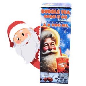 Grab&Go Weihnachtsset - Blaubeeren Fruchtperlen, Kirschen Sirup, 3x Strohhalme und Becher