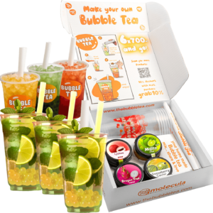 Molecula | Grab&Go – 6x700ml – Bubble Tea Set – Perlen: Stachelbeere und Drachenfrucht + Sirup: Mojito und Litschi